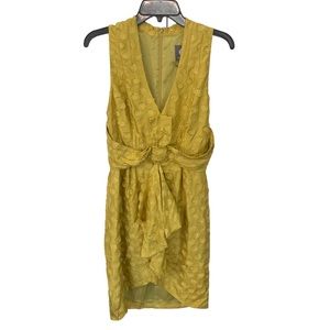 Quillaree Anthropologie Dress‎ Womens 4 Yellow Sleeveless Ruffle Front Silk